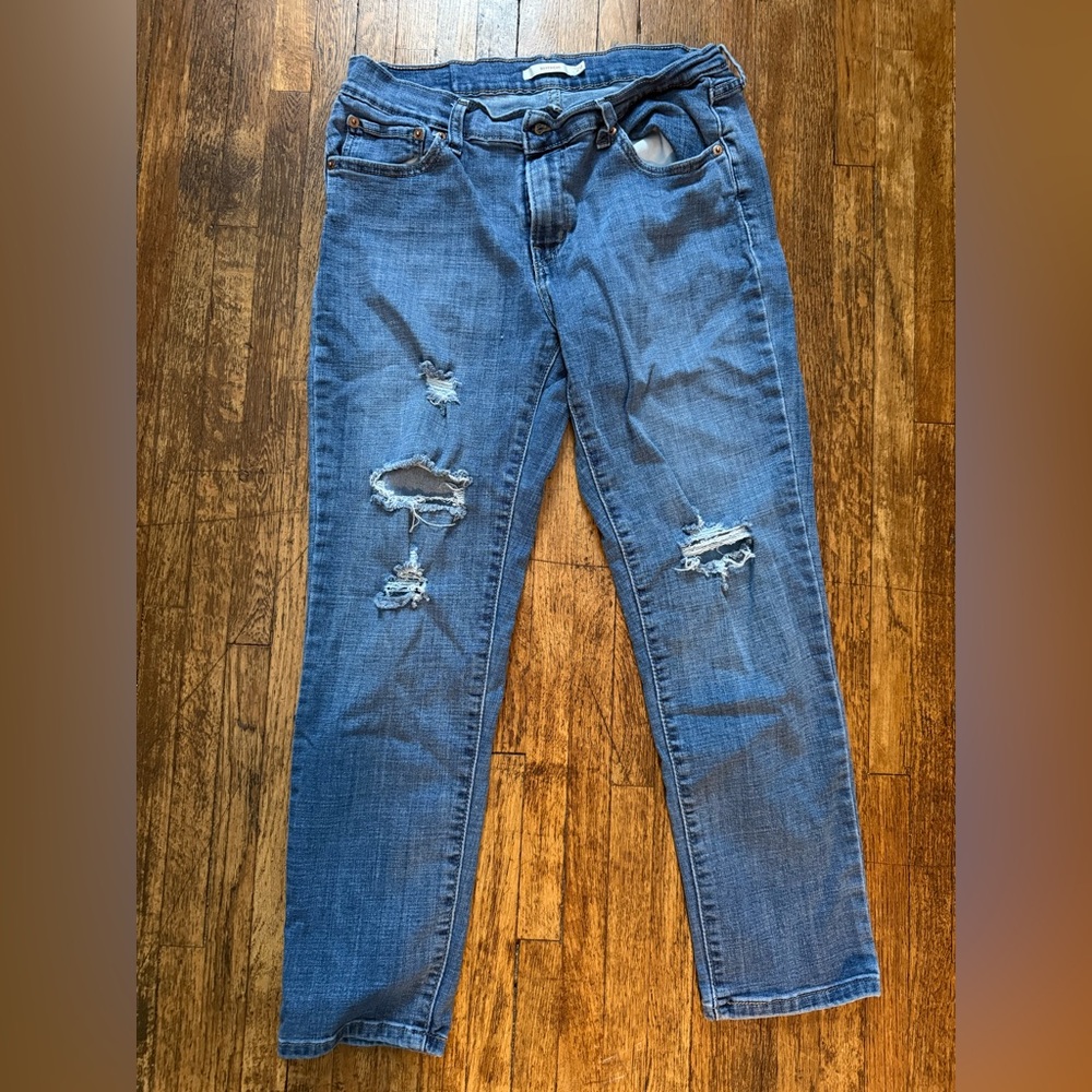 Levi's Distressed Blue Boyfriend Jeans